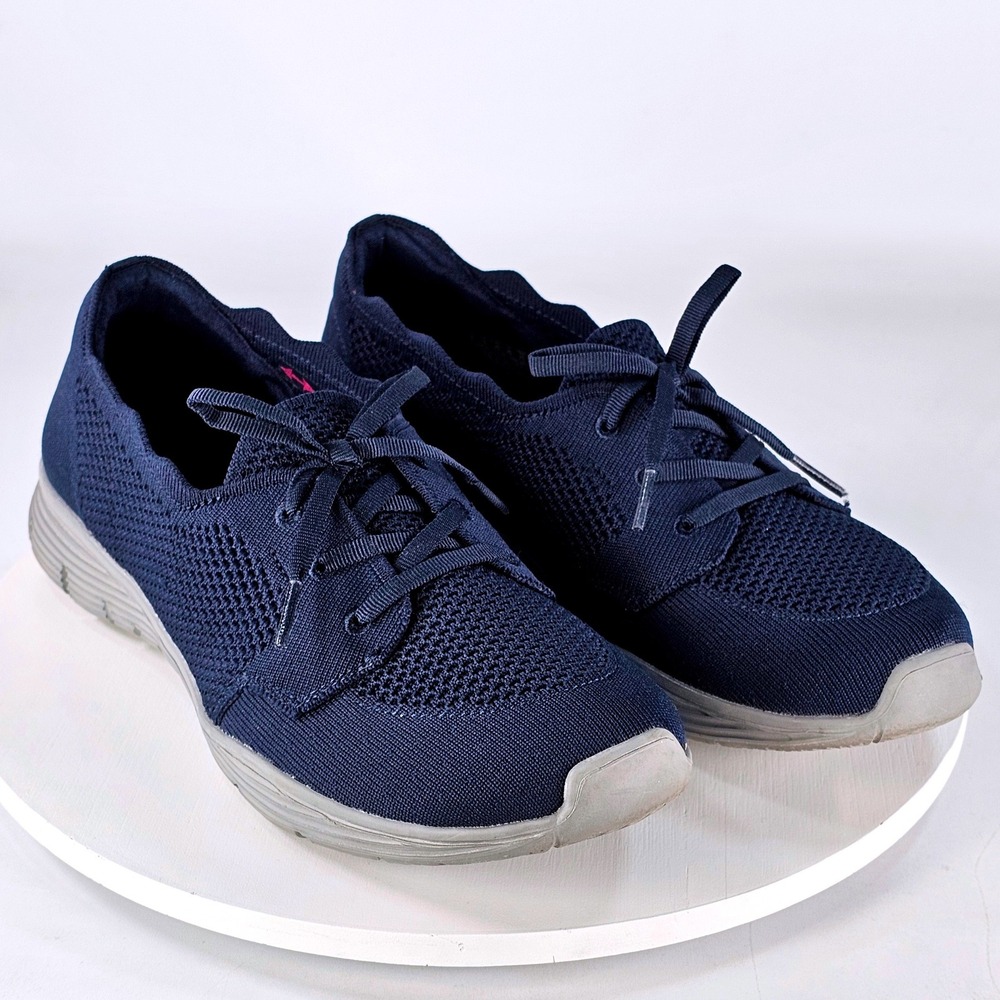 Skechers Womens Navy Knit Air-Cooled Memory Foam Sneakers 158184 Size 9